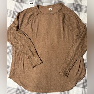SO Ribbed Knit Top in Brown
